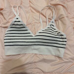 White and Black Striped Bralette